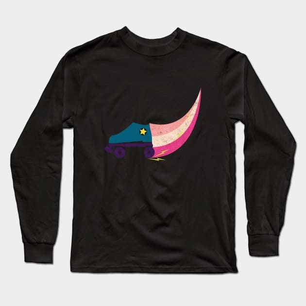 Roller Derby Skate Swoosh Design Long Sleeve T-Shirt by gagesmithdesigns